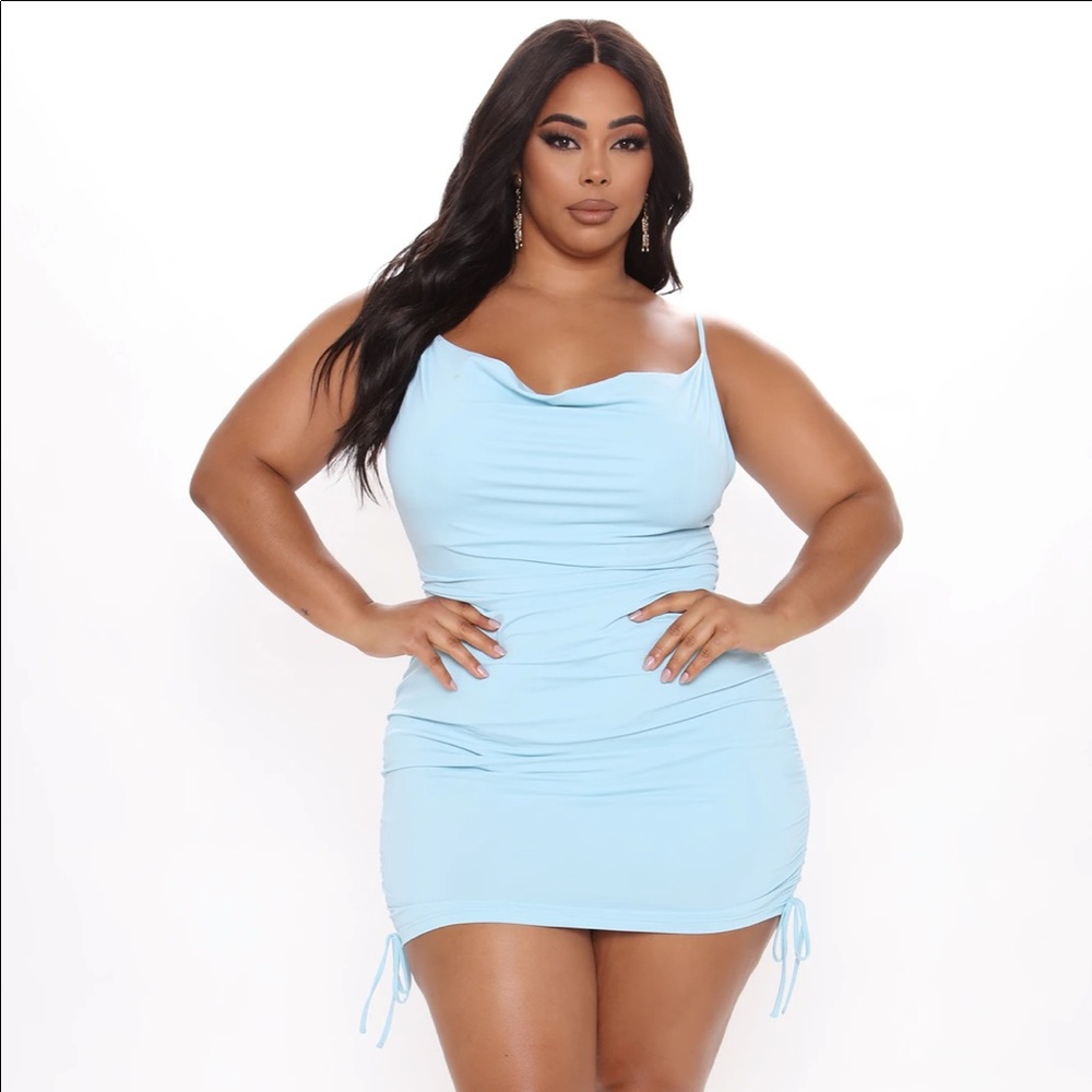 Baby blue ruched dress- NEW